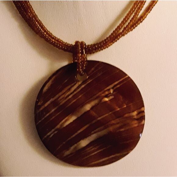 Hand Crafted Triple Strand Beaded Charm Necklace - Picture 5 of 6